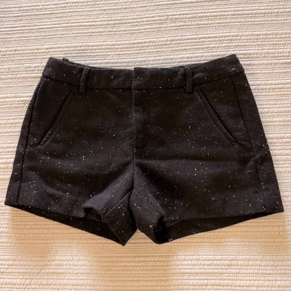 Gap Women's Black Confetti Flecked Wool Blend Dressy WinterShorts Size 2